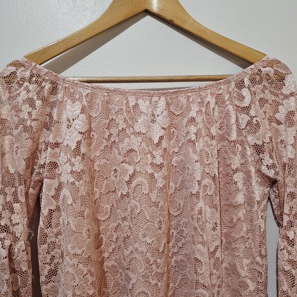 Almost Famous - Blouse Off the Shoulder Lace - Size M - Pink - Picture 4 of 8